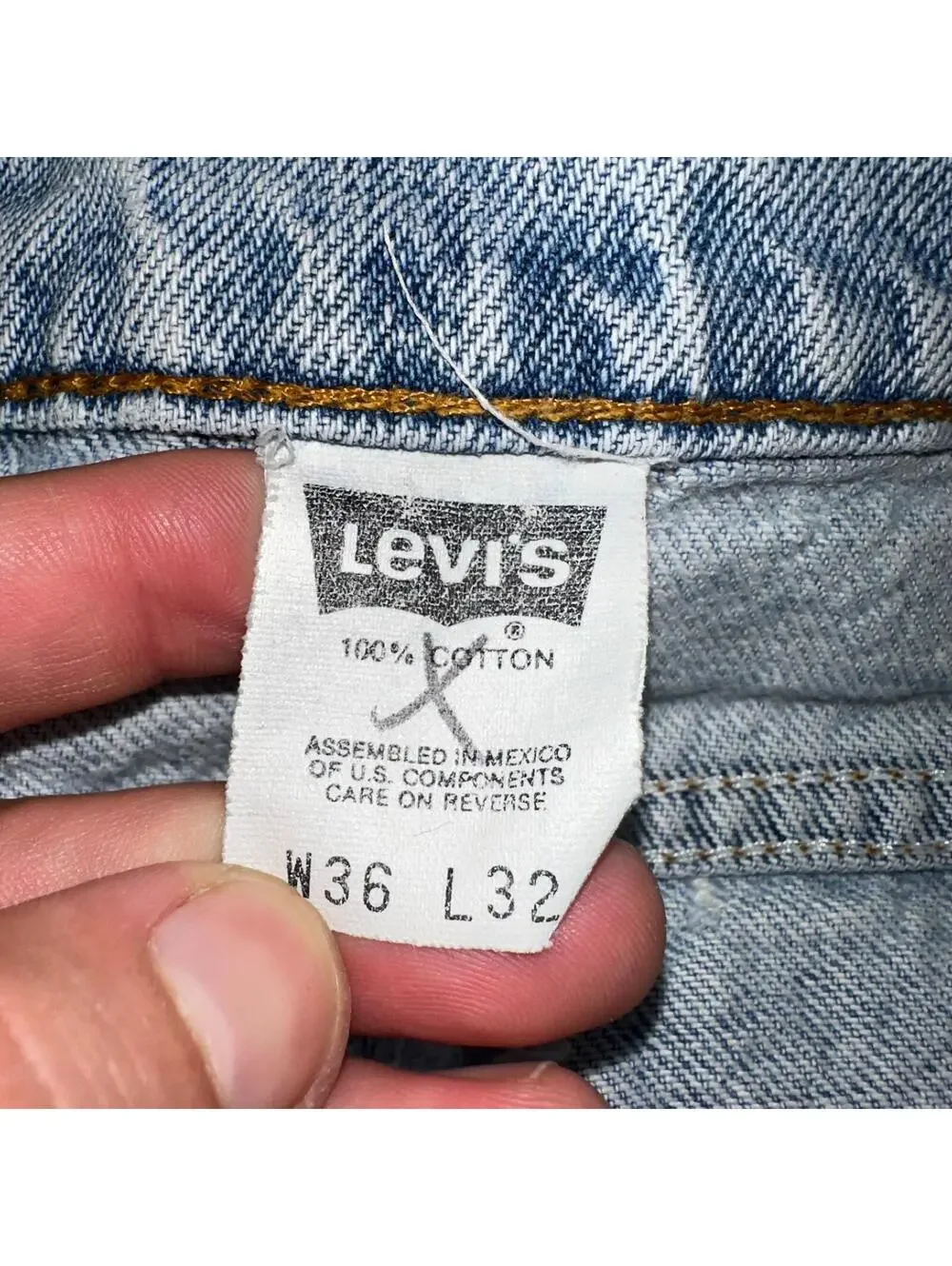 Levis 505 Vintage 90s Orange Tab Jeans 36x32 Thrashed Light Wash 501 Act 33x31